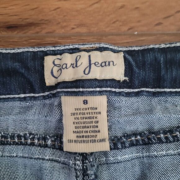 Earl Jeans Womens Size 8 Blue Bootcut Mid Rise Flap Pocket Rhinestone Denim - Picture 10 of 12